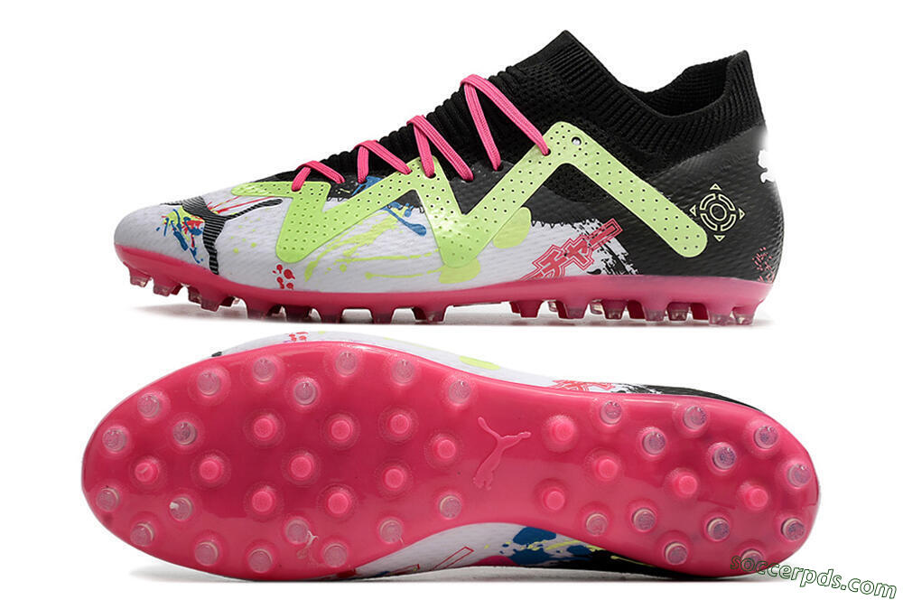 Puma Future Ultimate AG Low-Tops Football Boots - White/Black/Pink/Yellow 0