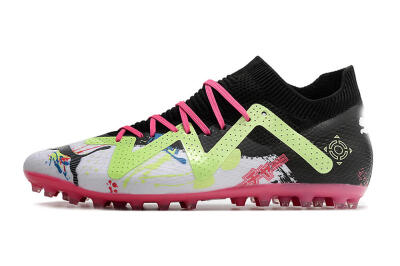 Puma Future Ultimate AG Low-Tops Football Boots - White/Black/Pink/Yellow