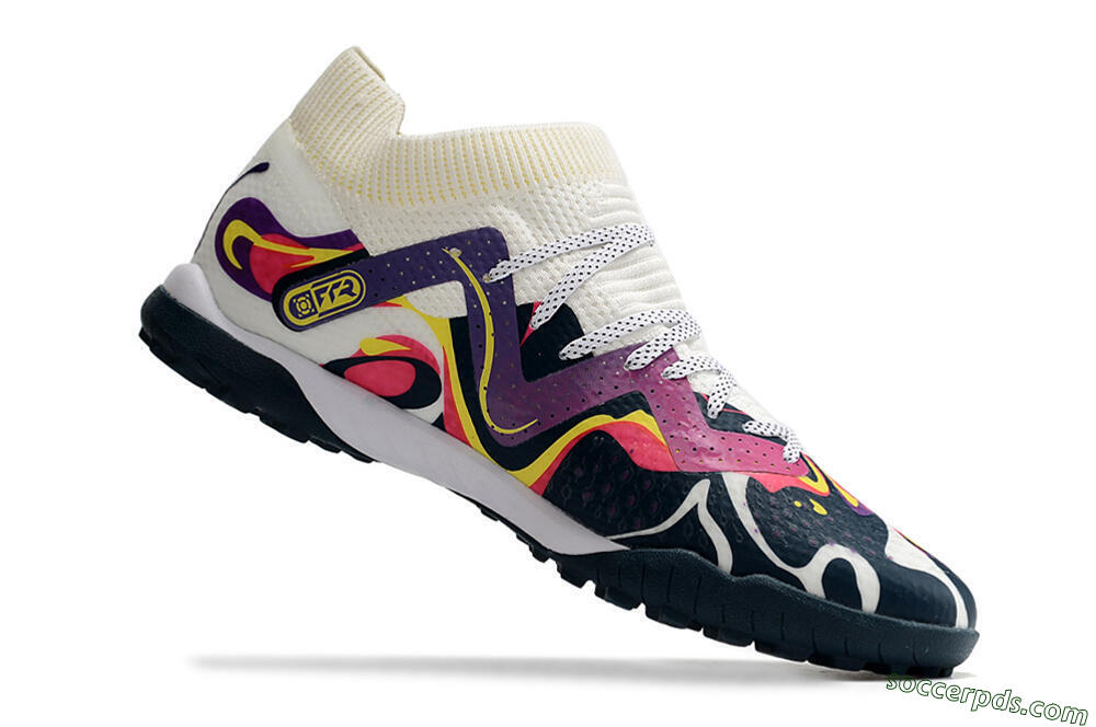 Puma Future X Powercat Tokyo Match TF Low-Tops Football Shoes - Purple/White/Yellow 4