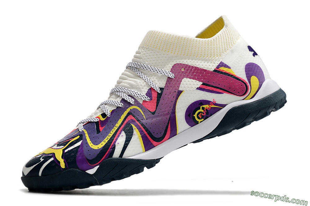 Puma Future X Powercat Tokyo Match TF Low-Tops Football Shoes - Purple/White/Yellow 5
