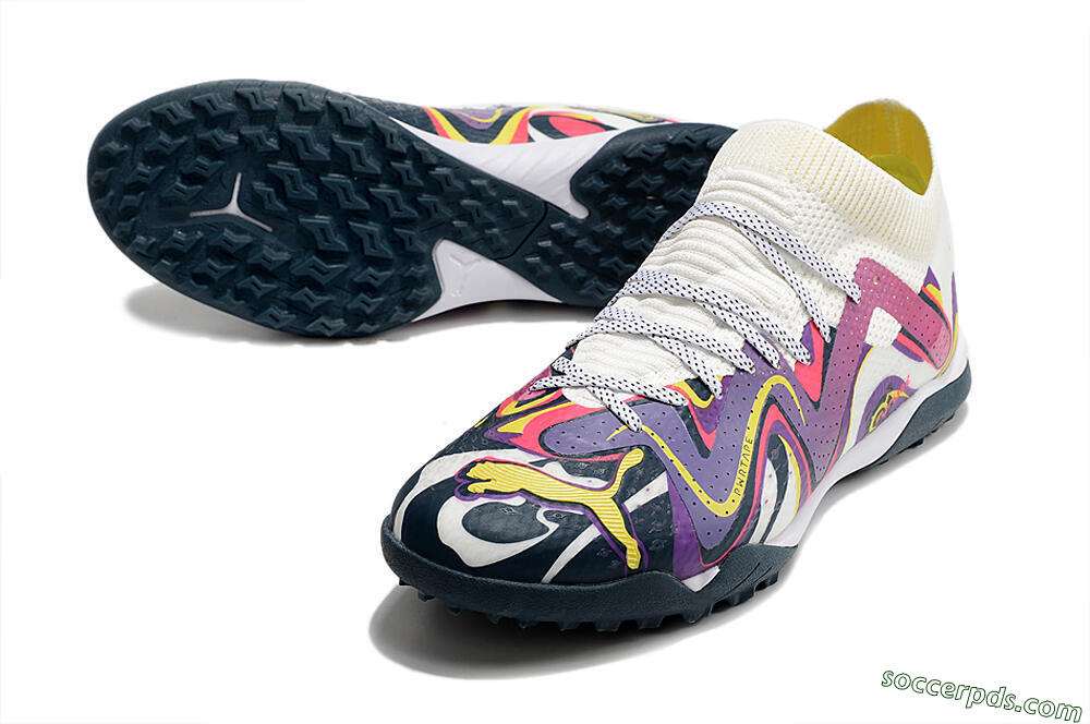 Puma Future X Powercat Tokyo Match TF Low-Tops Football Shoes - Purple/White/Yellow 3