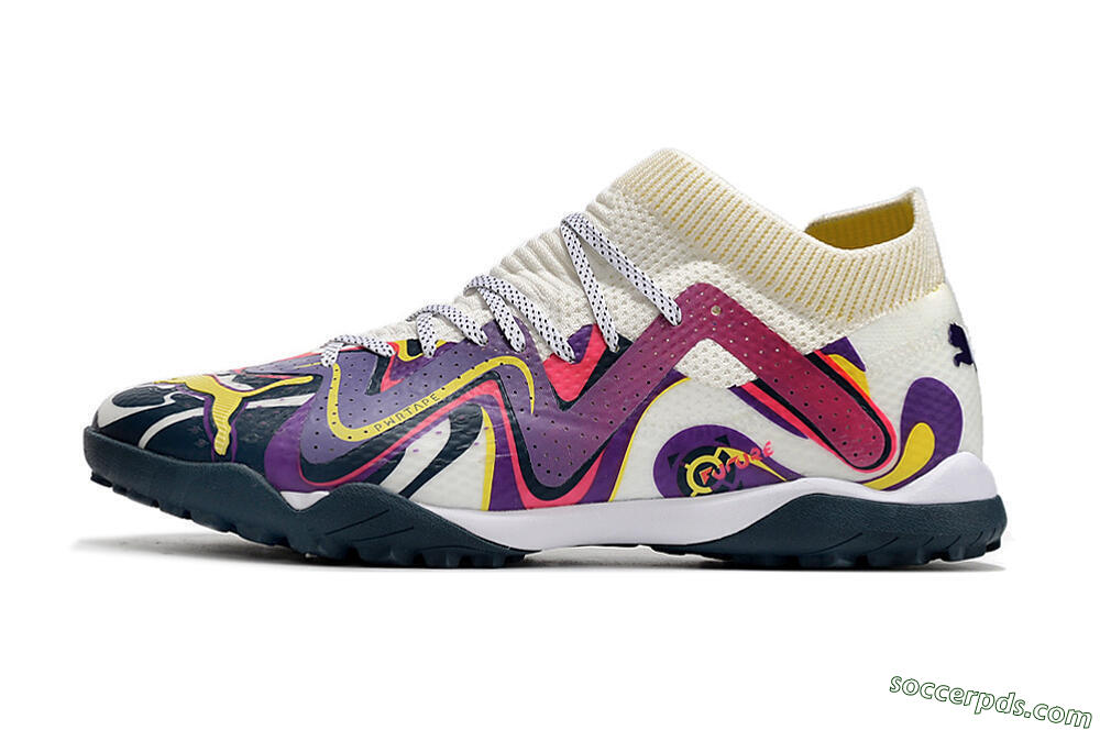 Puma Future X Powercat Tokyo Match TF Low-Tops Football Shoes - Purple/White/Yellow 2
