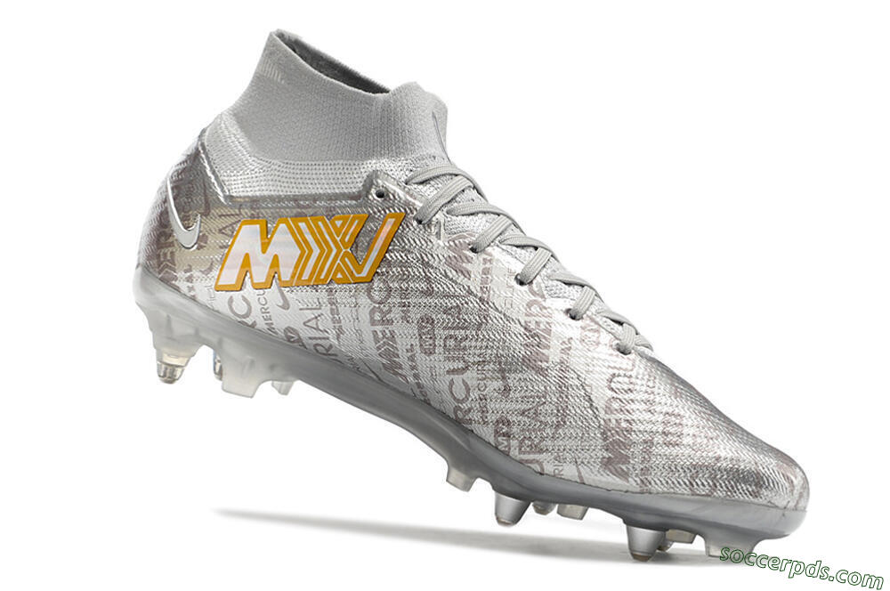 Nike Air Zoom Mercurial Superfly 9 Elite SG High-Tops Football Boots - Sliver/Orange 4
