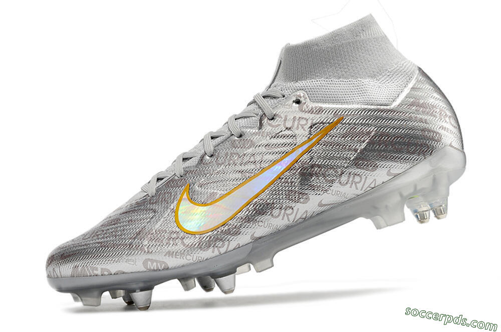 Nike Air Zoom Mercurial Superfly 9 Elite SG High-Tops Football Boots - Sliver/Orange 5