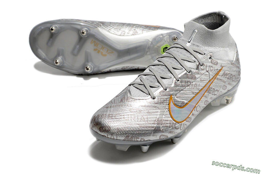 Nike Air Zoom Mercurial Superfly 9 Elite SG High-Tops Football Boots - Sliver/Orange 3