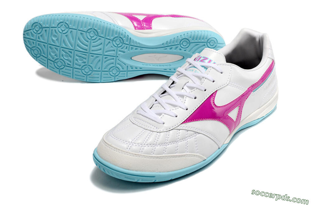 Mizuno Morelia Sala Japn IC Low-Tops Football Shoes - White/Pink/Blue 3