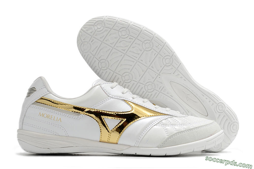 Mizuno Morelia Sala Japn IC Low-Tops Football Shoes - White/Gold 1