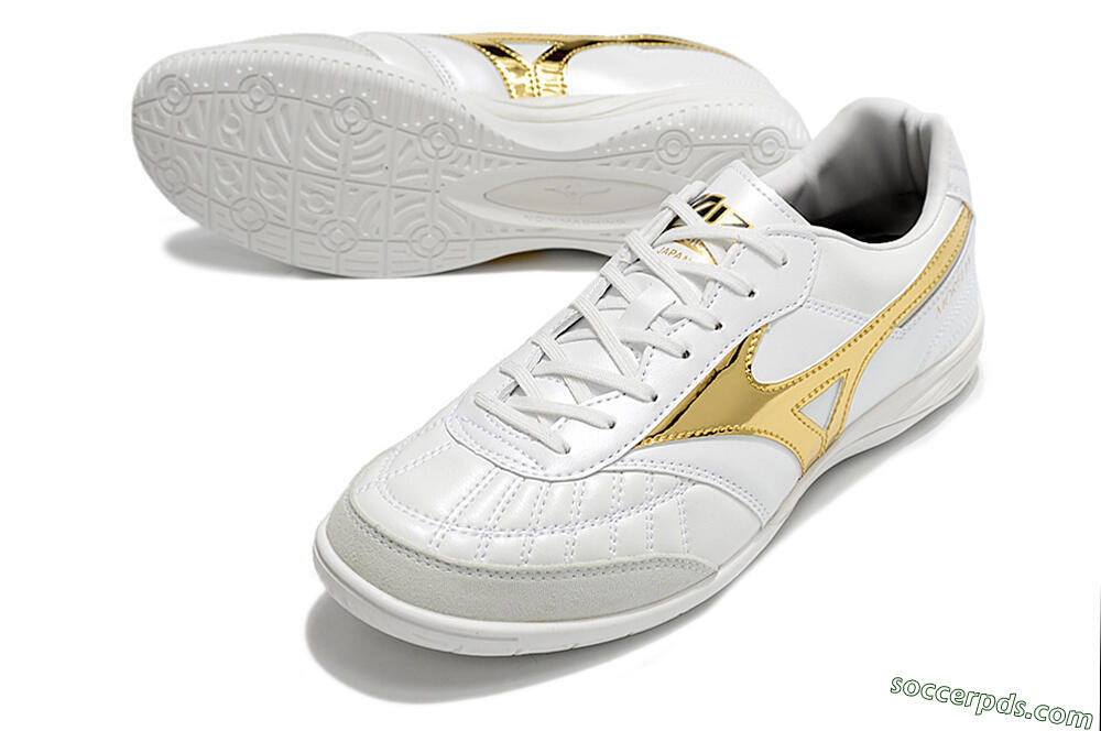 Mizuno Morelia Sala Japn IC Low-Tops Football Shoes - White/Gold 3