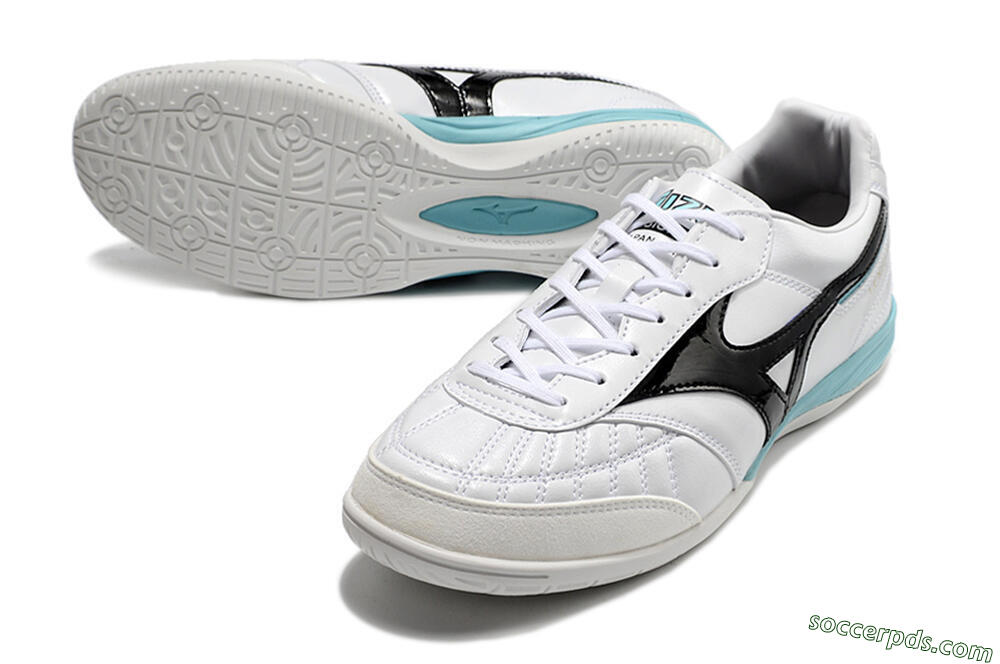 Mizuno Morelia Sala Japn IC Low-Tops Football Shoes - White/Black/Blue 3