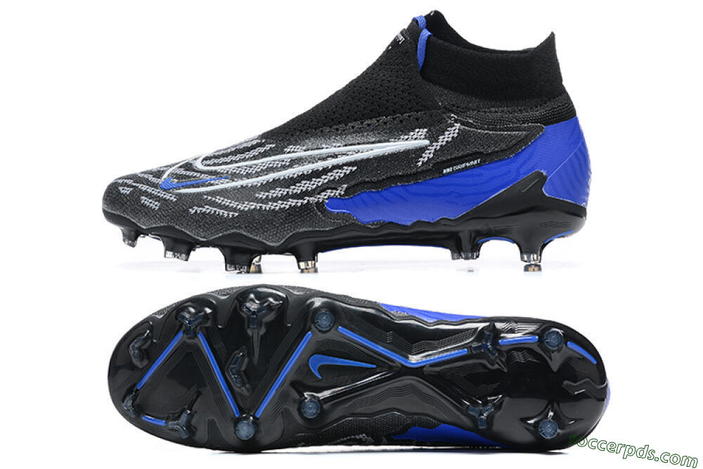Nike Phantom GX Elite DF Link FG High-Tops Football Boots - Black/White/Blue 0