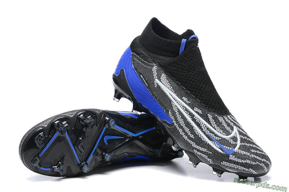 Nike Phantom GX Elite DF Link FG High-Tops Football Boots - Black/White/Blue 4