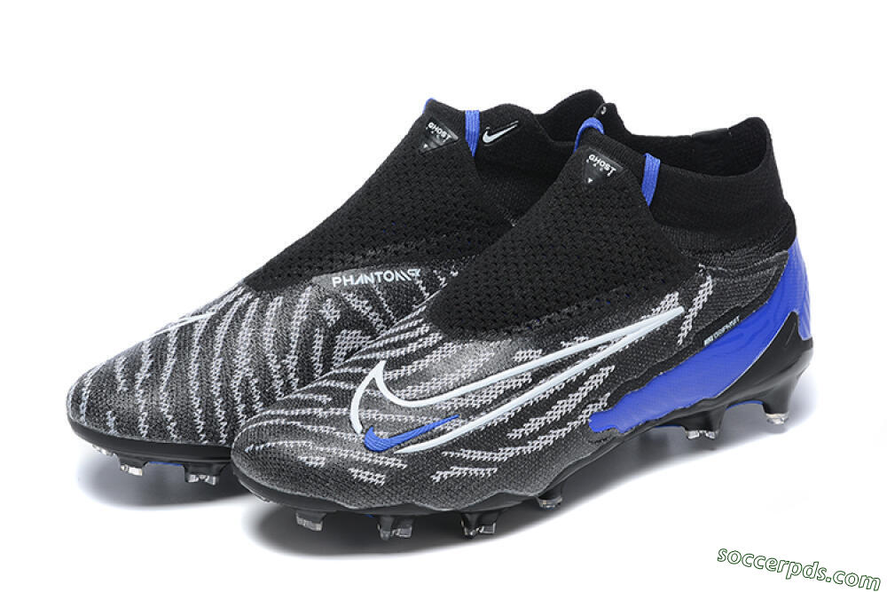 Nike Phantom GX Elite DF Link FG High-Tops Football Boots - Black/White/Blue 9