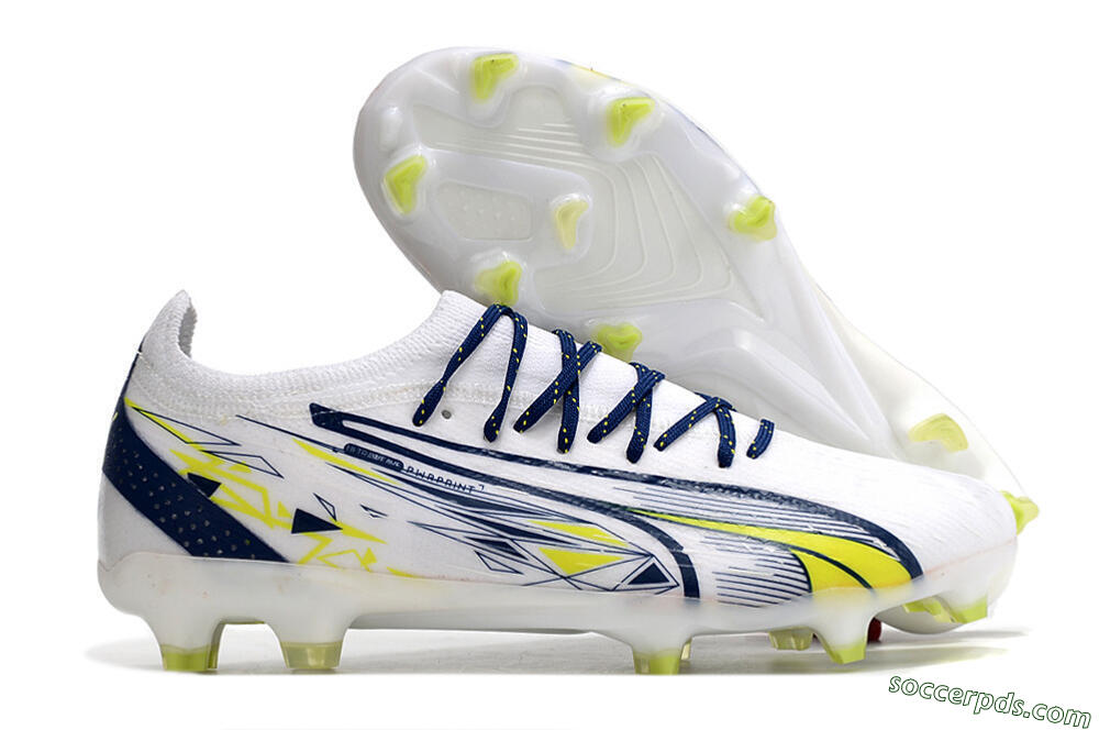 Puma Ultra Ultimate FG Low-Tops Football Boots - White/Blue/Green 1