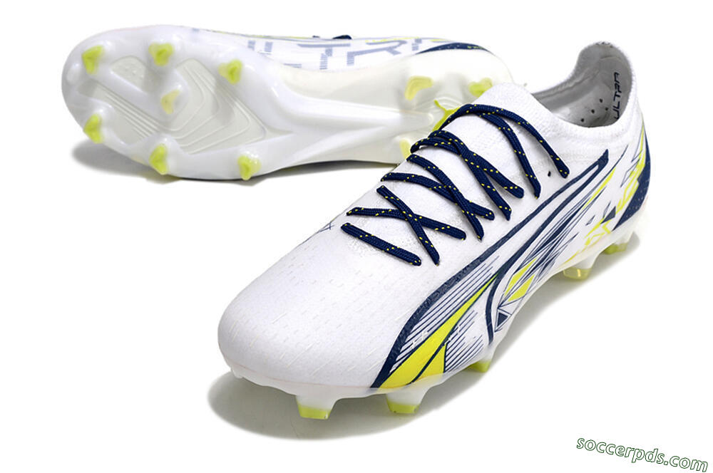 Puma Ultra Ultimate FG Low-Tops Football Boots - White/Blue/Green 3