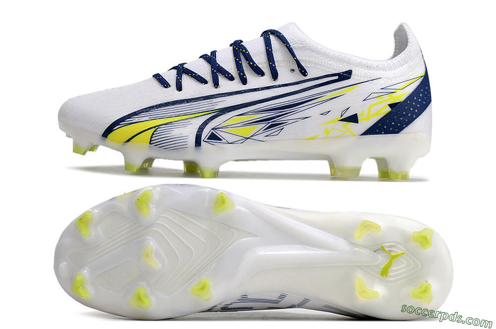 Puma Ultra Ultimate FG Low-Tops Football Boots - White/Blue/Green 0