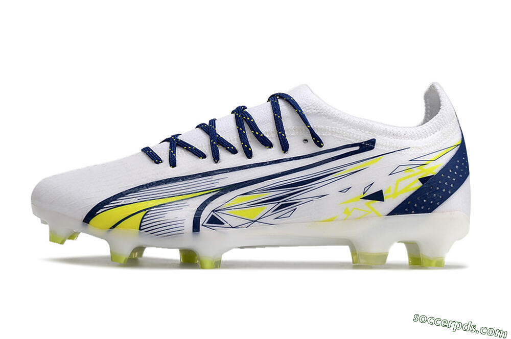 Puma Ultra Ultimate FG Low-Tops Football Boots - White/Blue/Green 2