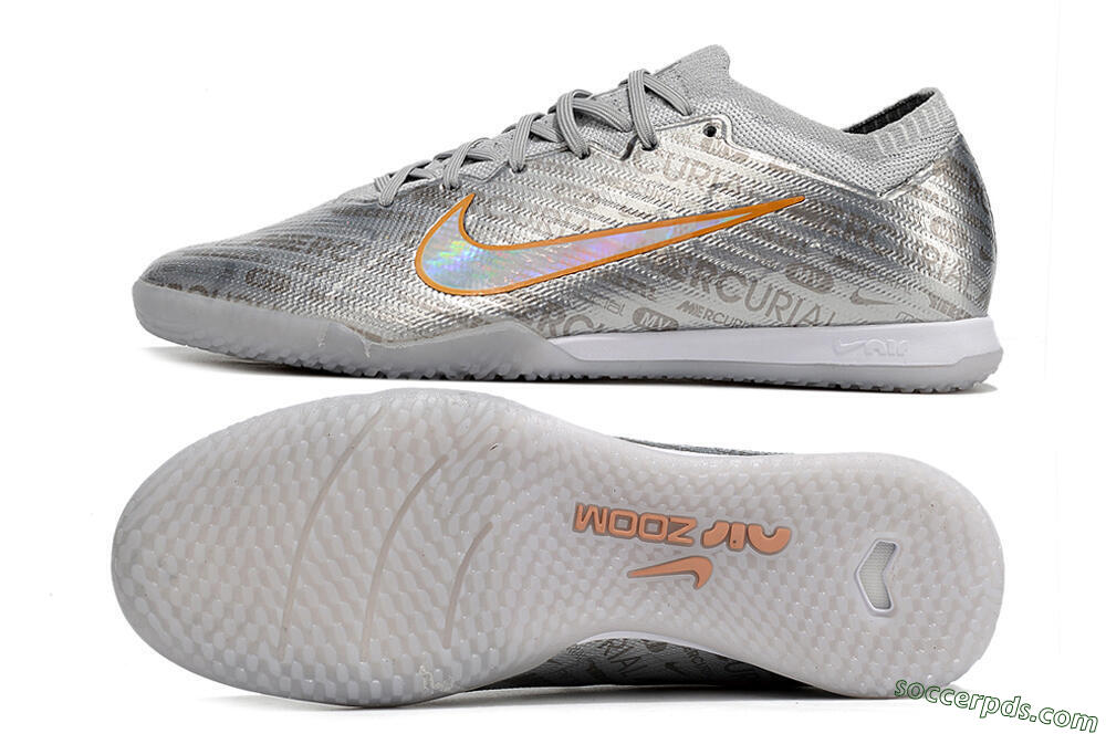Nike Air Zoom Mercurial Vapor 15 Elite IC Low-Tops Football Shoes - Silver/Gold 0