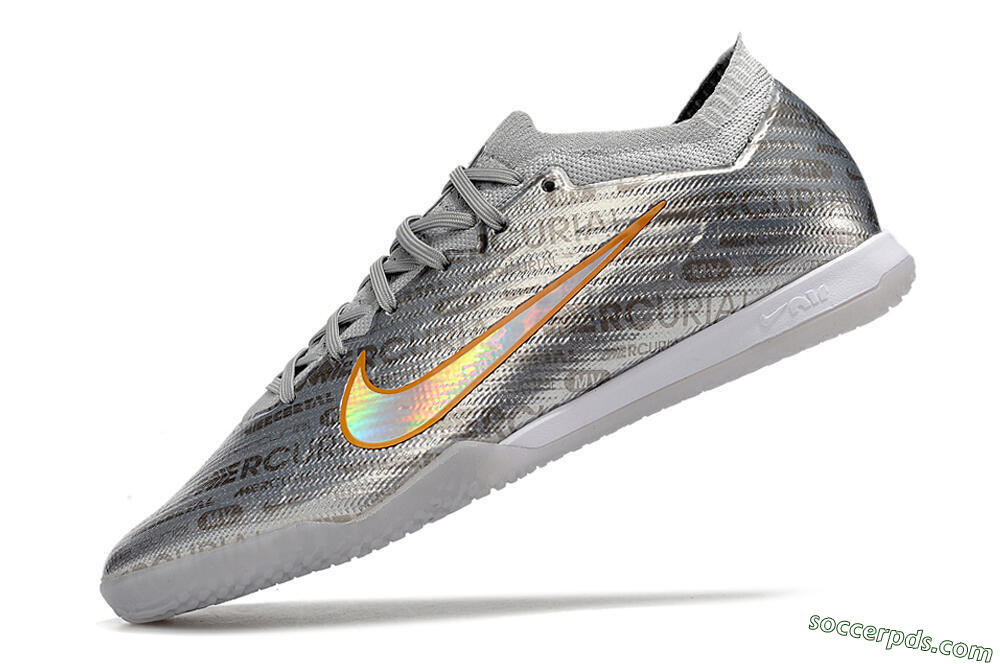Nike Air Zoom Mercurial Vapor 15 Elite IC Low-Tops Football Shoes - Silver/Gold 5