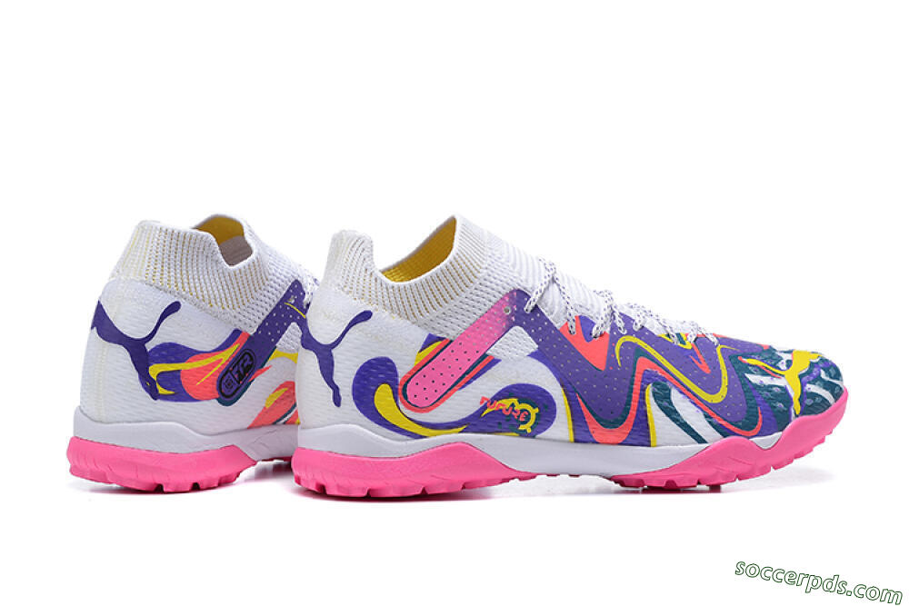Puma Future Ultimate TF Low-Tops Football Shoes - White/Yellow/Blue/Pink 8