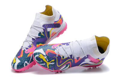 Puma Future Ultimate TF Low-Tops Football Shoes - White/Yellow/Blue/Pink