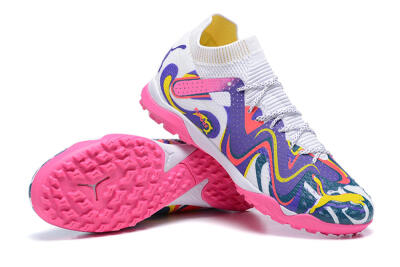Puma Future Ultimate TF Low-Tops Football Shoes - White/Yellow/Blue/Pink