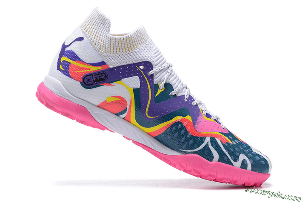 Puma Future Ultimate TF Low-Tops Football Shoes - White/Yellow/Blue/Pink 6
