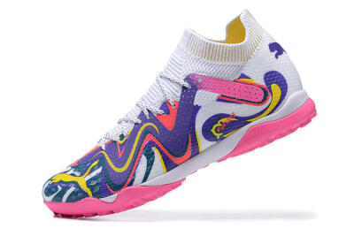 Puma Future Ultimate TF Low-Tops Football Shoes - White/Yellow/Blue/Pink