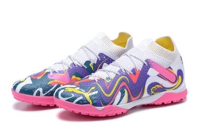 Puma Future Ultimate TF Low-Tops Football Shoes - White/Yellow/Blue/Pink