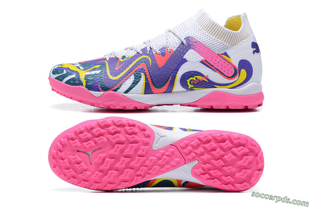 Puma Future Ultimate TF Low-Tops Football Shoes - White/Yellow/Blue/Pink 0