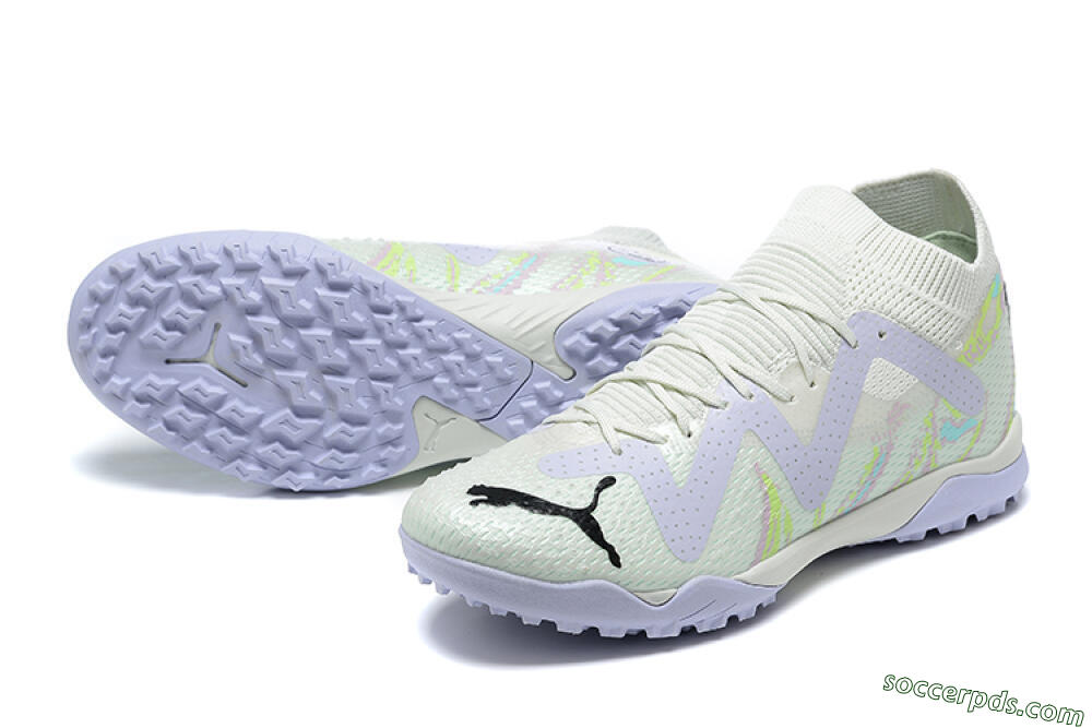 Puma Future Ultimate TF Low-Tops Football Shoes - White/Yellow/Purple/Black 3