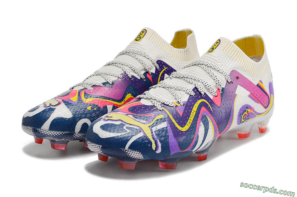 Puma Future Ultimate FG Low-Tops Football Boots - White/Rainbow 9