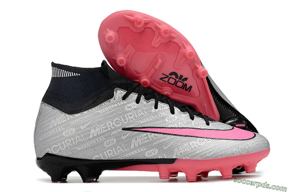Nike Air Zoom Mercurial Superfly 9 Elite AG High-Tops Football Boots - Sliver/Pink/Black 1