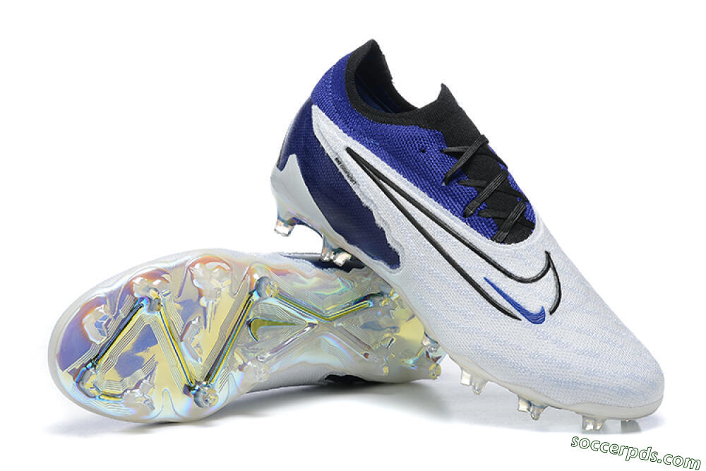 Nike Phantom GX Elite FG Low-Tops Football Boots - White/Blue/Black 0
