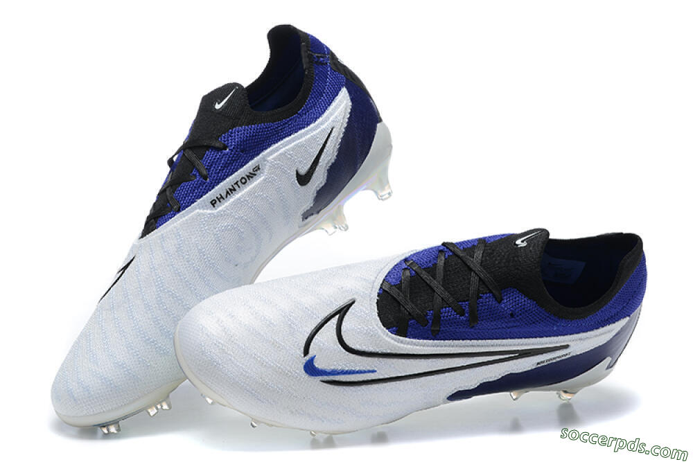 Nike Phantom GX Elite FG Low-Tops Football Boots - White/Blue/Black 3