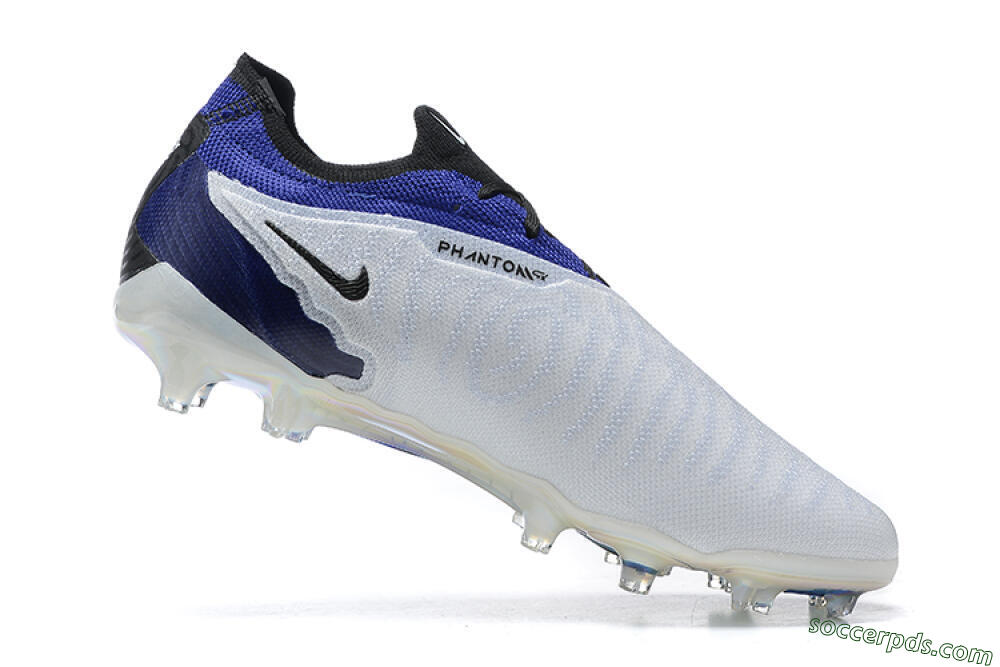 Nike Phantom GX Elite FG Low-Tops Football Boots - White/Blue/Black 4
