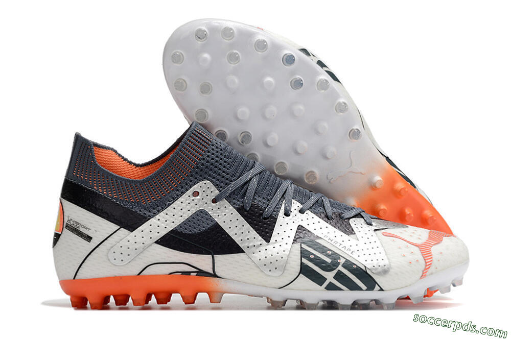 Puma Future Ultimate MG Low-Tops Football Boots - White/Grey/Orange 1