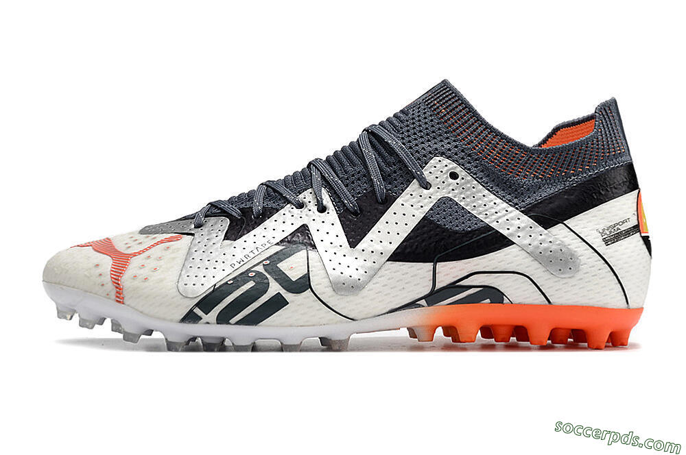 Puma Future Ultimate MG Low-Tops Football Boots - White/Grey/Orange 2