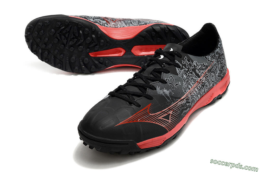 Mizuno Alpha Made in Japan TF Low-Tops Football Shoes - Gery/Black/Red 3