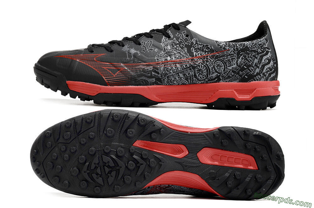 Mizuno Alpha Made in Japan TF Low-Tops Football Shoes - Gery/Black/Red 0