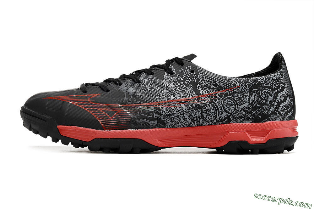 Mizuno Alpha Made in Japan TF Low-Tops Football Shoes - Gery/Black/Red 2