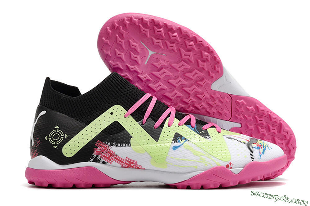 Puma Future X Powercat Tokyo Match TF Low-Tops Football Shoes - White/Black/Pink/Yellow 1