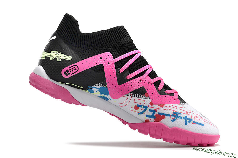 Puma Future X Powercat Tokyo Match TF Low-Tops Football Shoes - White/Black/Pink/Yellow 4