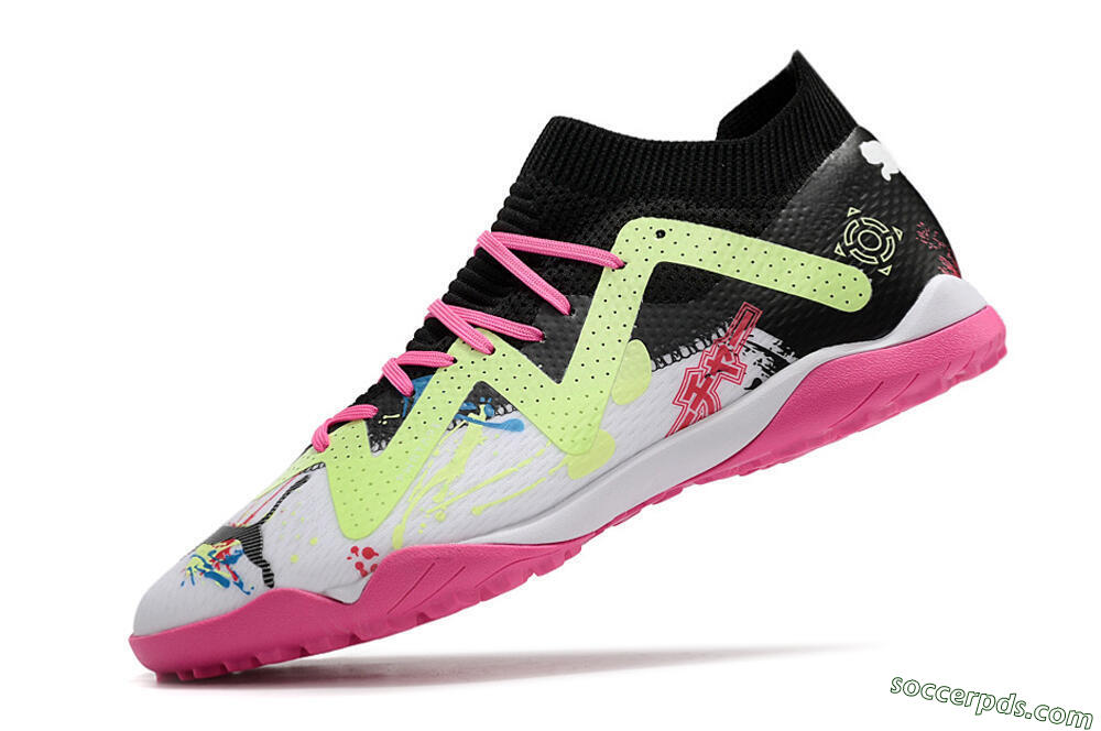 Puma Future X Powercat Tokyo Match TF Low-Tops Football Shoes - White/Black/Pink/Yellow 5