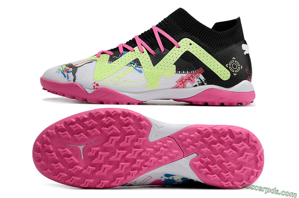 Puma Future X Powercat Tokyo Match TF Low-Tops Football Shoes - White/Black/Pink/Yellow 0