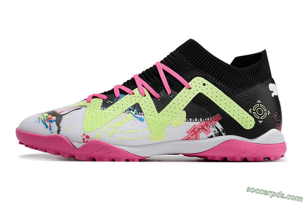Puma Future X Powercat Tokyo Match TF Low-Tops Football Shoes - White/Black/Pink/Yellow 2