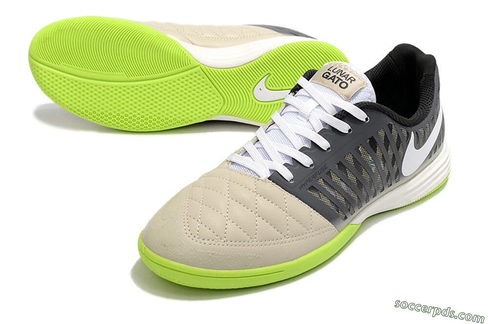 Nike Lunar Gato II IC Low-Tops Football Shoes - Grey/Black/White 3