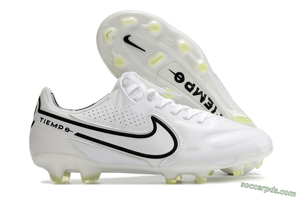 Nike Tiempo Legend 9 Elite FG Low-Tops Football Boots - White/Black/Yellow 1