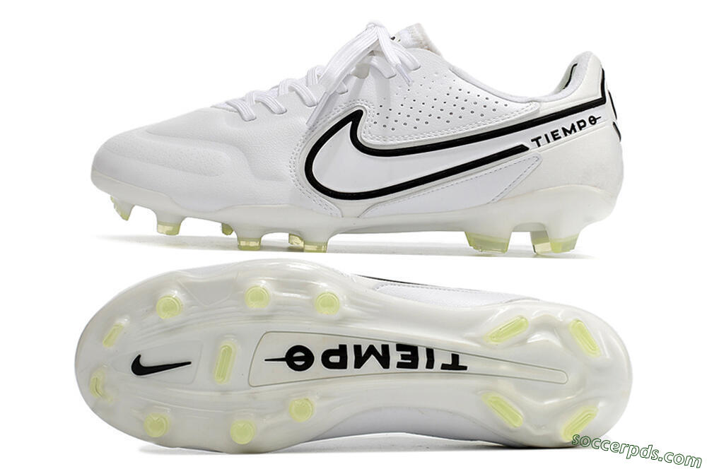 Nike Tiempo Legend 9 Elite FG Low-Tops Football Boots - White/Black/Yellow 0