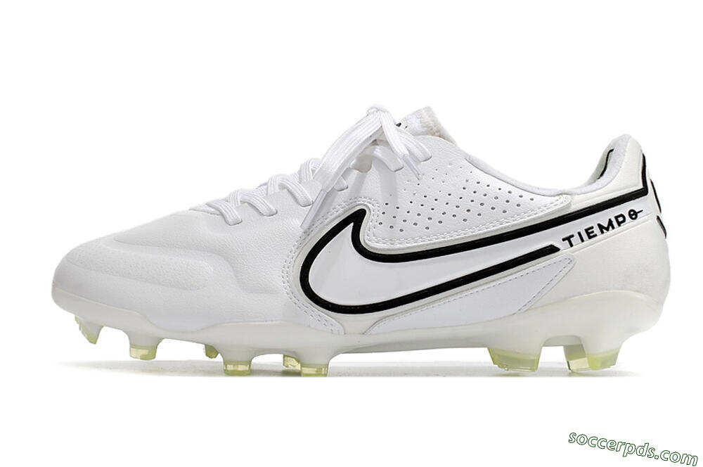 Nike Tiempo Legend 9 Elite FG Low-Tops Football Boots - White/Black/Yellow 2
