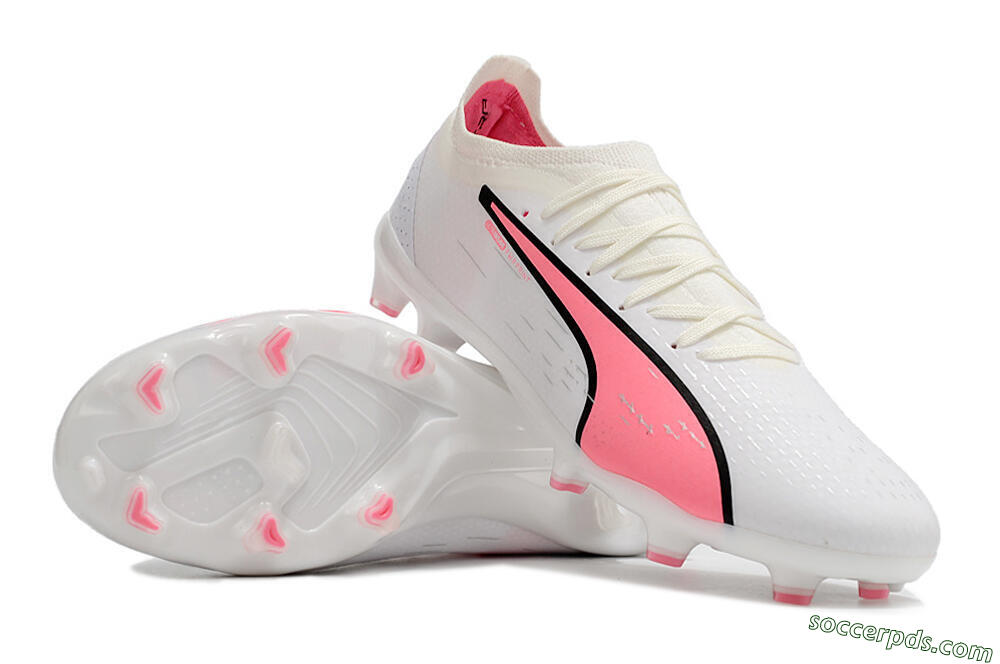 Puma Ultra Ultimate FG Low-Tops Football Boots - White/Pink/Black 3